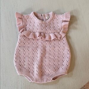 Quincy Mae Pink Knit Baby Romper
